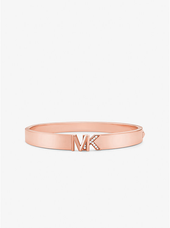 Women Michael Kors Precious Metal-Plated Brass Pavé Logo Bracelets Rose Gold | HSDNXC-687