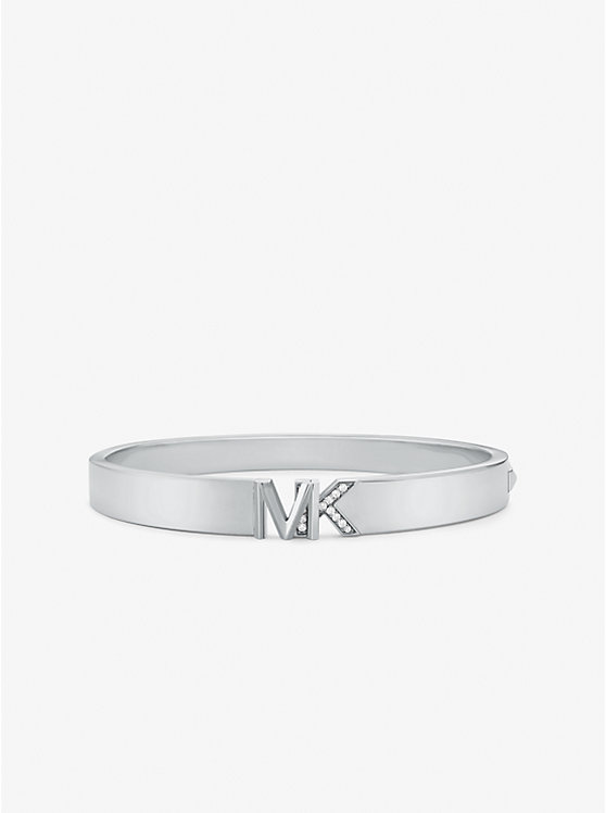 Women Michael Kors Precious Metal-Plated Brass Pavé Logo Bracelets Silver | VDXQWF-286