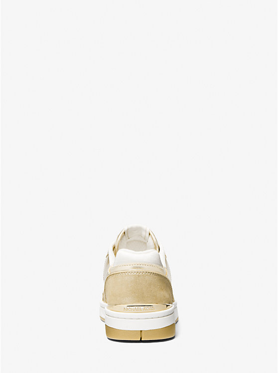 Women Michael Kors Rebel Metallic Leather Sneakers Gold | XBJUQI-896