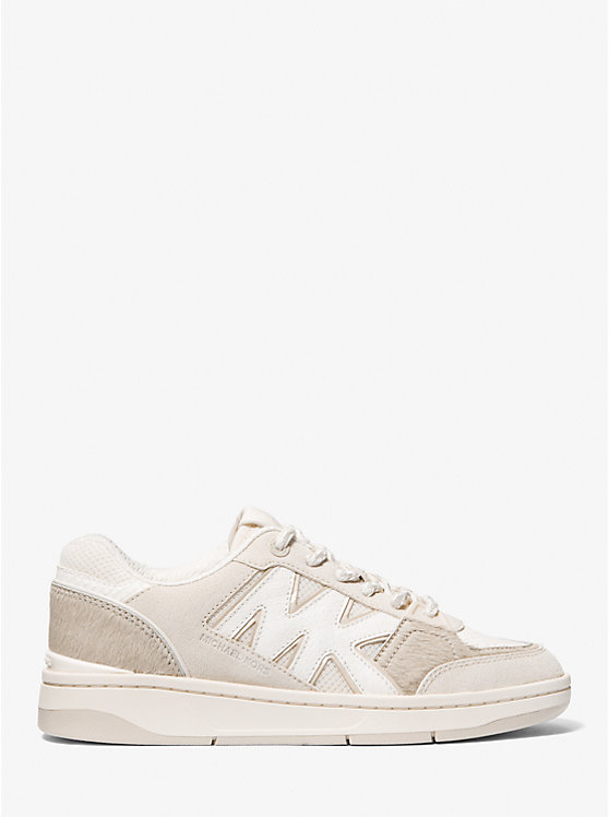 Women Michael Kors Rebel Mixed-Media Sneakers Beige | KVYXDW-852