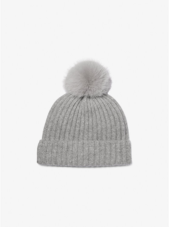 Women Michael Kors Ribbed Cashmere Beanie Hats Grey | PURDTS-974