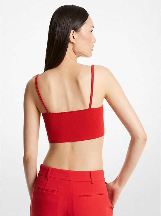 Women Michael Kors Ribbed Stretch Knit Cropped Tanks Red | GDAYXH-762