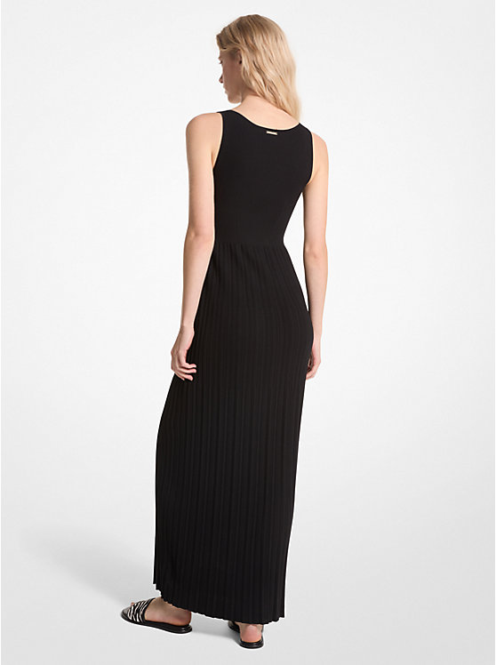 Women Michael Kors Ribbed Stretch Knit Maxi Dress Black | SOJBXM-869