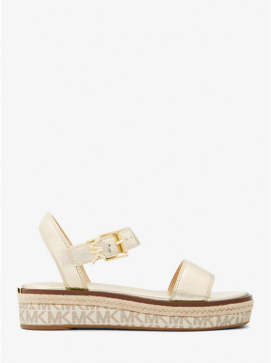 Women Michael Kors Richie Metallic and Logo Platform Espadrilles Espadrilles Gold | VQZBRH-803