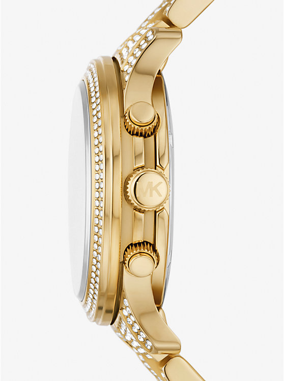 Women Michael Kors Runway Pavé Gold-Tone Watches Gold | DWNQGH-214