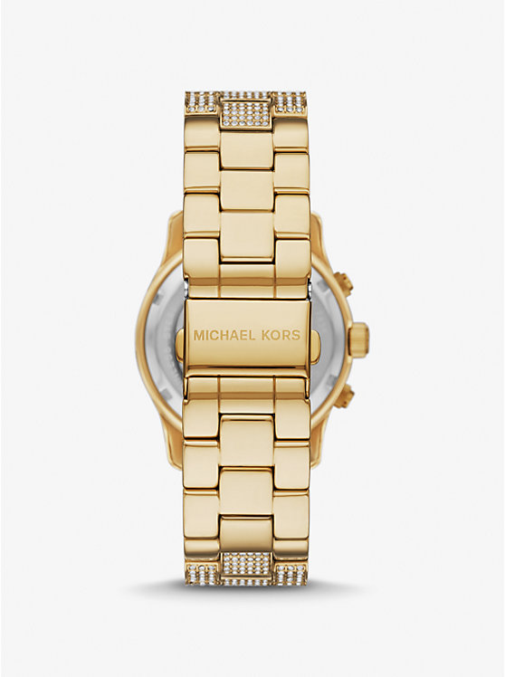 Women Michael Kors Runway Pavé Gold-Tone Watches Gold | DWNQGH-214