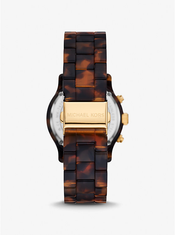 Women Michael Kors Runway Pavé Gold-Tone and Tortoiseshell Acetate Watches Brown | BSPTRK-127