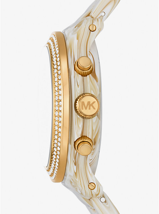 Women Michael Kors Runway Pavé Gold-Tone and Acetate Watches Gold | EVSLHQ-075