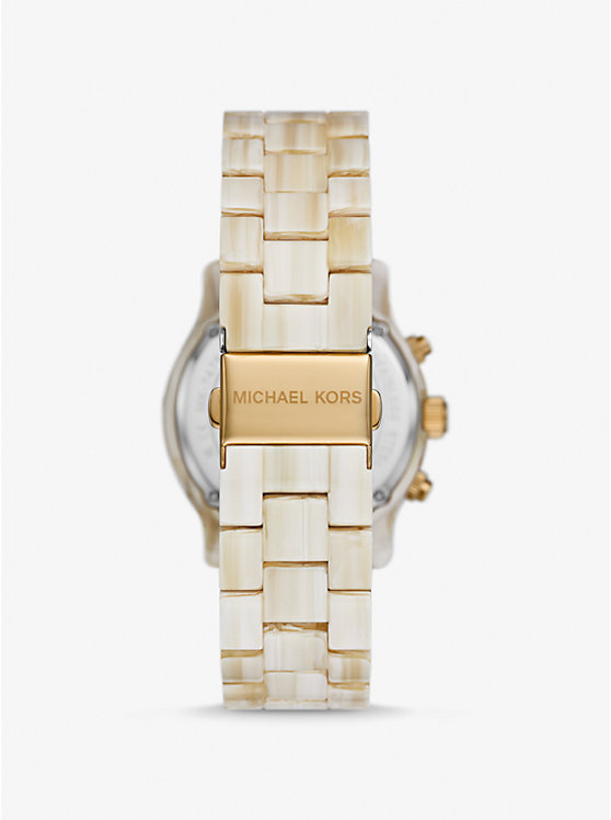 Women Michael Kors Runway Pavé Gold-Tone and Acetate Watches Gold | EVSLHQ-075