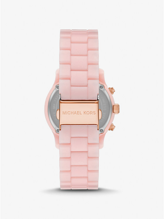 Women Michael Kors Runway Pavé Rose Gold-Tone and Blush Acetate Watches Pink | ALYRMJ-710