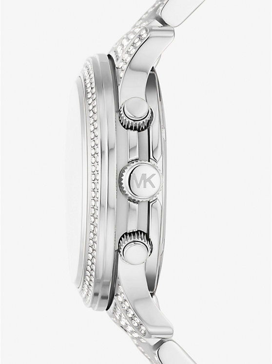 Women Michael Kors Runway Pavé Silver-Tone Watches Silver | SAVJCG-350