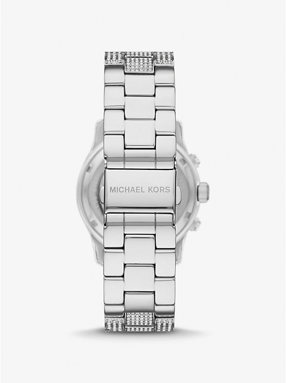 Women Michael Kors Runway Pavé Silver-Tone Watches Silver | SAVJCG-350