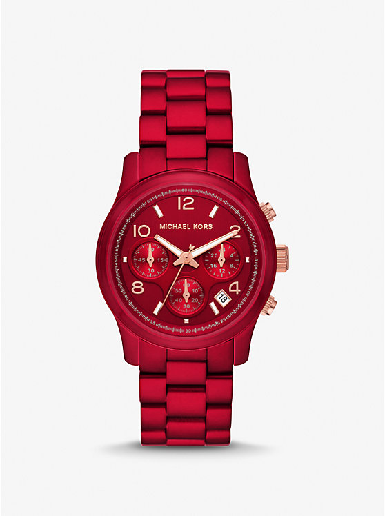 Women Michael Kors Runway Red-Coated Watches Red | PTIXMO-015