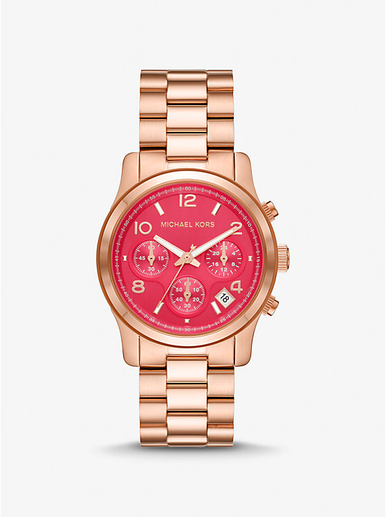 Women Michael Kors Runway Rose Gold-Tone Watches Rose Gold | HNDBGC-845