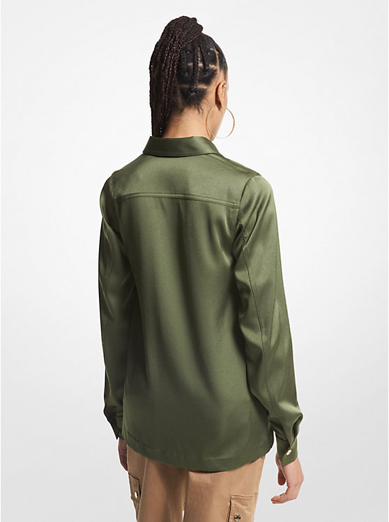 Women Michael Kors Satin Shirts Green | CLRGNQ-270