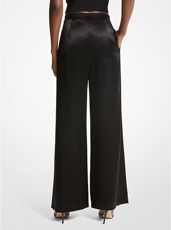 Women Michael Kors Satin Wide-Leg Pants Black | RLHGMX-304