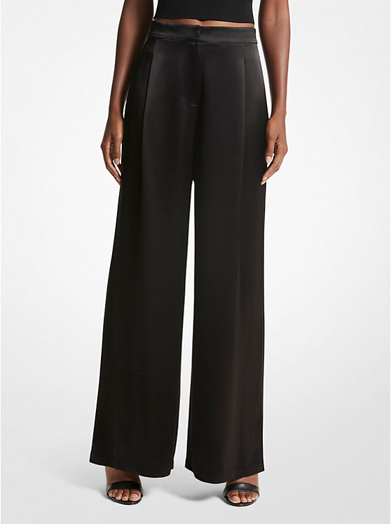 Women Michael Kors Satin Wide-Leg Pants Black | RLHGMX-304