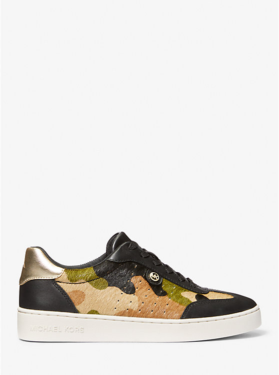 Women Michael Kors Scotty Camouflage Print Calf Hair Sneakers Olive Multicolor | ZOEBNY-740