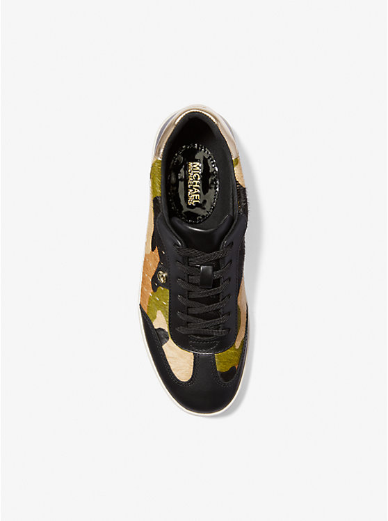 Women Michael Kors Scotty Camouflage Print Calf Hair Sneakers Olive Multicolor | ZOEBNY-740