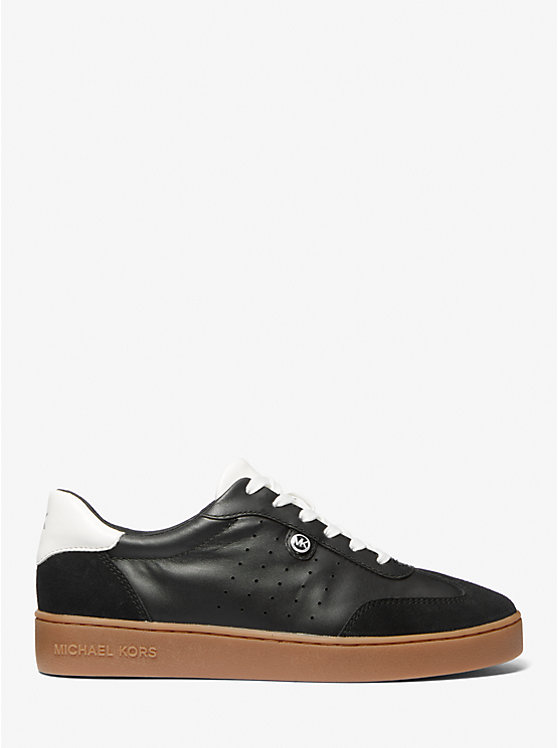 Women Michael Kors Scotty Leather Sneakers Black | MGPFNX-986