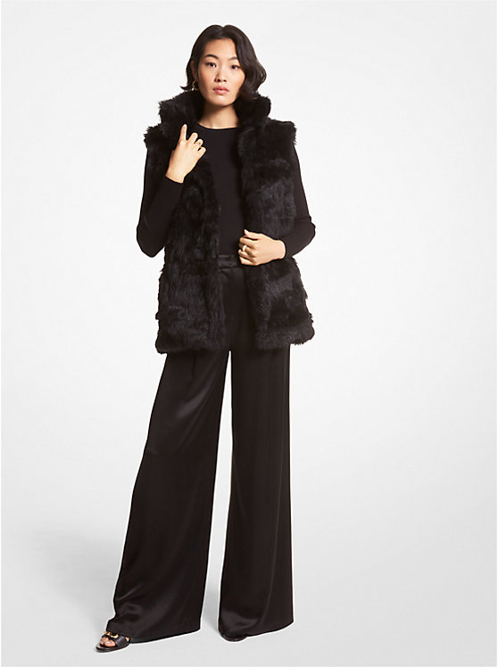 Women Michael Kors Shearling Vest Black | UZRWBF-481