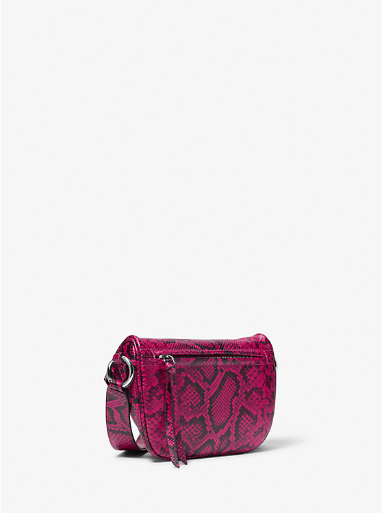 Women Michael Kors Slater Extra-Small Snake Embossed Leather Sling Pack Crossbody Bags Deep Fuchsia | YATZRE-461