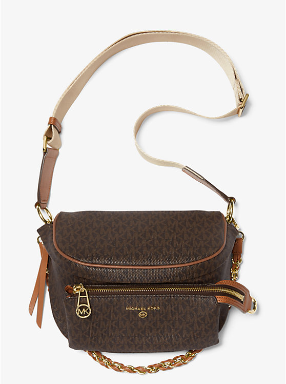 Women Michael Kors Slater Medium Logo Sling Pack Crossbody Bags Chocolate | RGMLDO-460