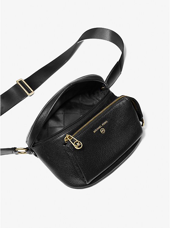 Women Michael Kors Slater Medium Pebbled Leather Sling Pack Crossbody Bags Black | RKBHZG-680