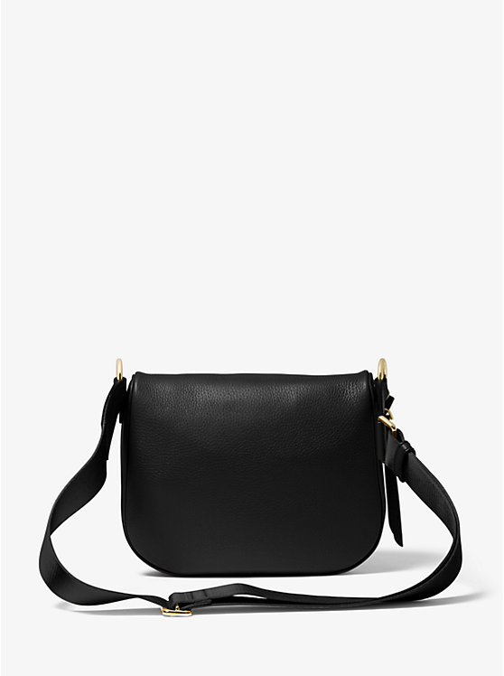 Women Michael Kors Slater Medium Pebbled Leather Sling Pack Crossbody Bags Black | RKBHZG-680