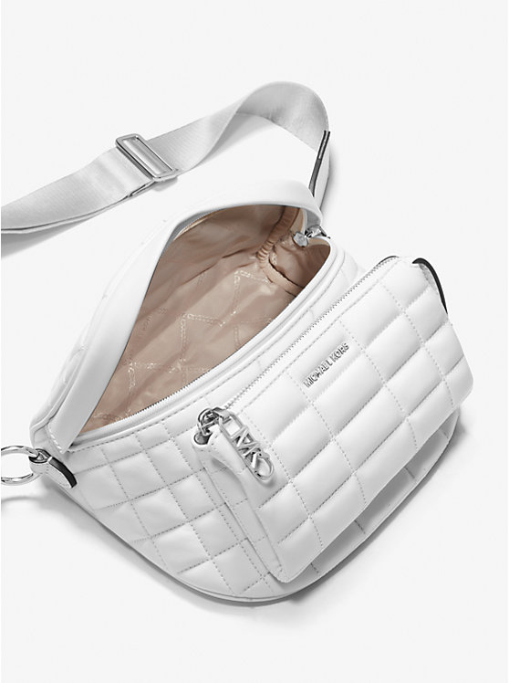 Women Michael Kors Slater Medium Quilted Leather Sling Pack Crossbody Bags White | EHOLZW-793