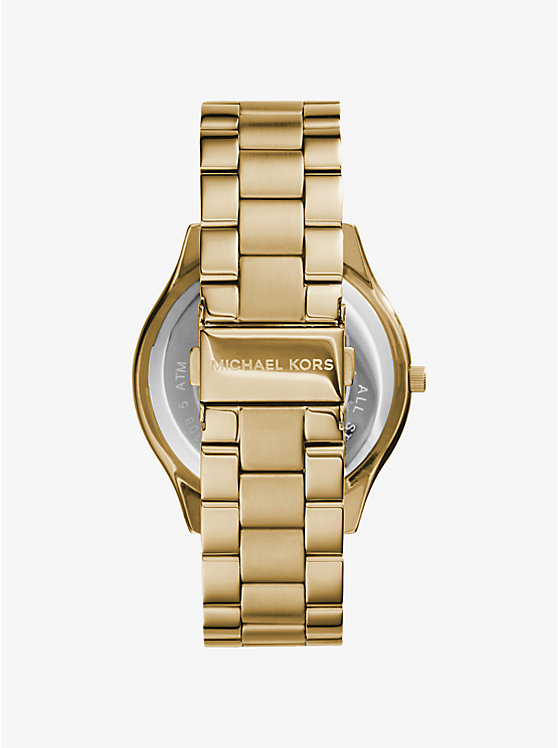 Women Michael Kors Slim Runway Gold-Tone Stainless Steel Watches Gold | AULWRX-407