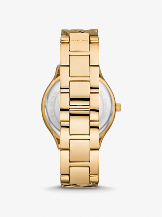 Women Michael Kors Slim Runway Gold-Tone Curb-Link Watches Gold | ZWBDRM-295