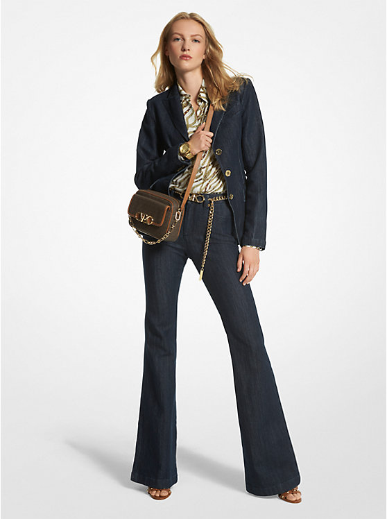 Women Michael Kors Stretch Denim Blazers Navy | UVCHXG-809