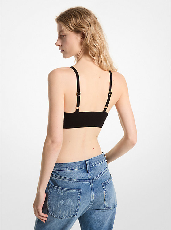 Women Michael Kors Stretch Knit Bra Tops Black | HCWDPL-768