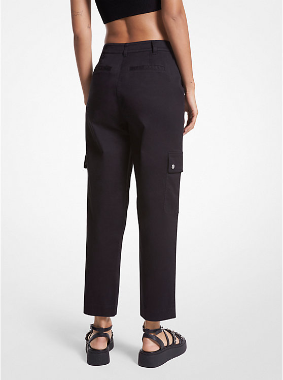 Women Michael Kors Stretch Organic Cotton Cargo Pants Black | AJEMRK-620