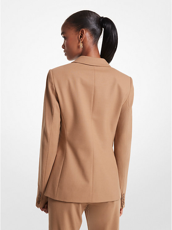 Women Michael Kors Stretch Wool Blazers Dark Brown | FBTAID-837