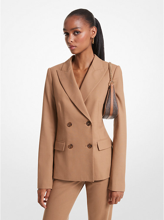 Women Michael Kors Stretch Wool Blazers Dark Brown | FBTAID-837