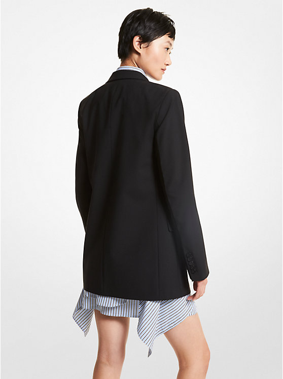 Women Michael Kors Stretch Wool Boyfriend Blazers Black | TZHCNJ-608