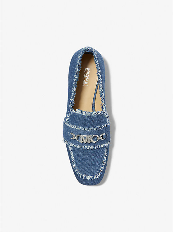 Women Michael Kors Tiffanie Frayed Denim Loafers Blue | XDHWFV-845