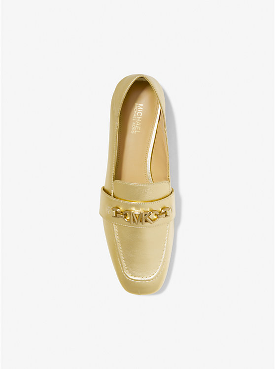 Women Michael Kors Tiffanie Metallic Leather Loafers Gold | OMUQIZ-275