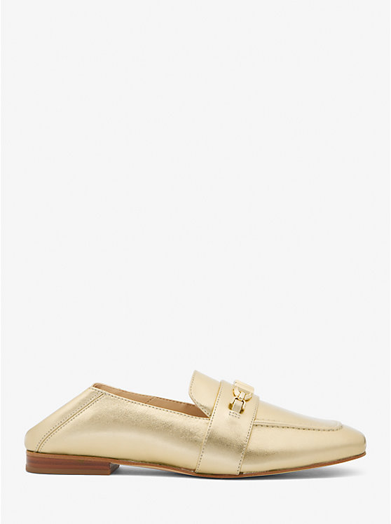 Women Michael Kors Tiffanie Metallic Leather Loafers Gold | OMUQIZ-275