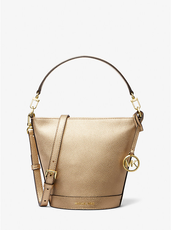 Women Michael Kors Townsend Small Metallic Leather Crossbody Bags Gold | NHUQBR-936