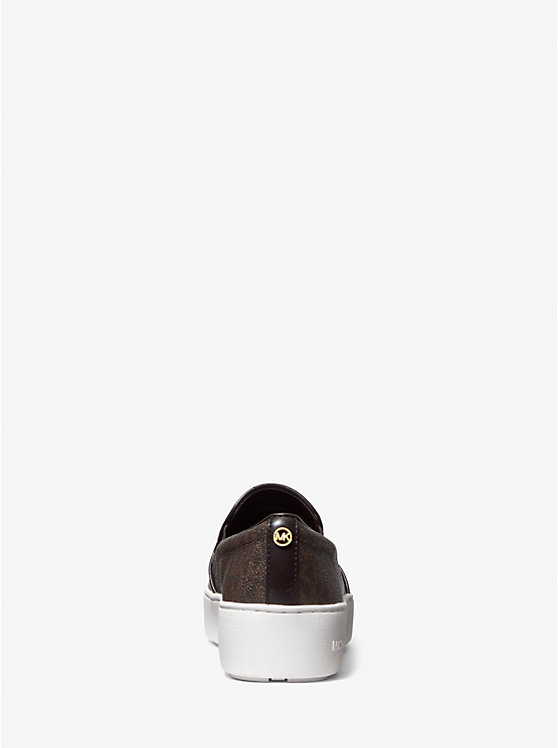 Women Michael Kors Trent Logo Slip-On Sneakers Brown | UHYBLK-804