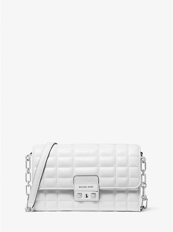 Women Michael Kors Tribeca Large Leather Convertible Crossbody Bags White | SUHCAM-187