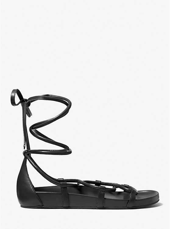 Women Michael Kors Vero Lace-Up Sandals Black | GTJAZD-924