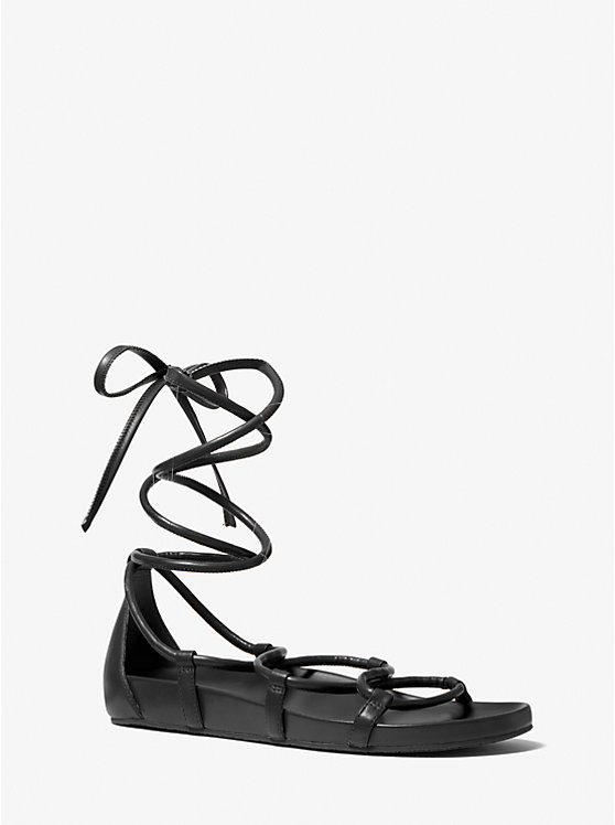 Women Michael Kors Vero Lace-Up Sandals Black | GTJAZD-924