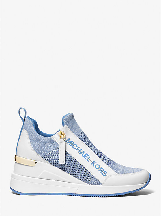 Women Michael Kors Willis Stretch Knit Sneakers Blue | HJPTWS-143