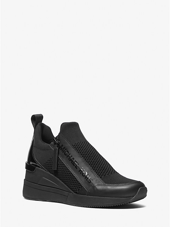 Women Michael Kors Willis Stretch Knit Sneakers Black / Black | XHOIPT-702