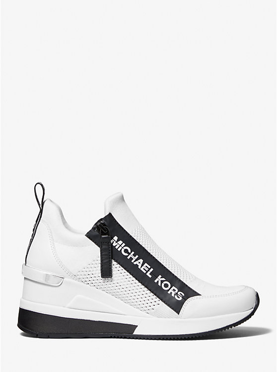 Women Michael Kors Willis Stretch Knit Sneakers White | HUBAYD-580