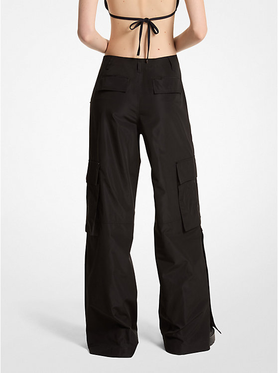 Women Michael Kors Woven Wide-Leg Cargo Pants Black | BYOAUQ-508